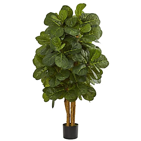 Nearly Natural Fiddle Leaf Fig 48”H Artificial Tree With Pot, 48”H x 26”W x 26”D, Green