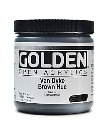 Golden OPEN Acrylic Paint, 8 Oz Jar, Van Dyke Brown Hue