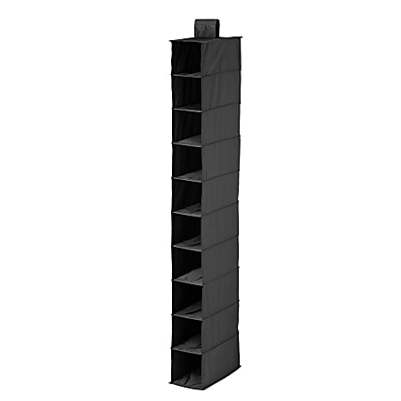 Honey-Can-Do 10-Shelf Hanging Vertical Closet Organizer, 54"H x 6"W x 12"D, Black