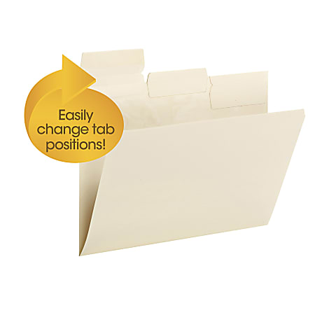 Smead® Pick-A-Tab™ File Folders, 1/3 Cut Repositionable Tabs, Letter-Size, Manila, Pack Of 24