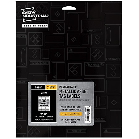 Avery® PermaTrack Asset Tag Metallic Labels, 30-Up, Silver, Pack Of 240 Labels
