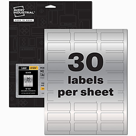 Avery® PermaTrack Asset Tag Metallic Labels, 30-Up, Silver, Pack Of 240  Labels