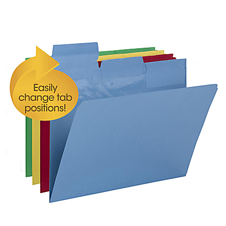 Smead® Pick-A-Tab™ File Folders, 1/3-Cut Repositionable Tabs, Letter-Size, Assorted, Pack Of 24