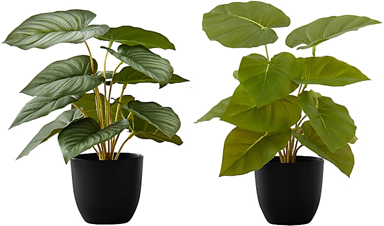 Monarch Specialties Priya 12-1/2”H Artificial Plants With Pots, 12-1/2”H x 12”W x 12”D, Green, Set Of 2 Plants