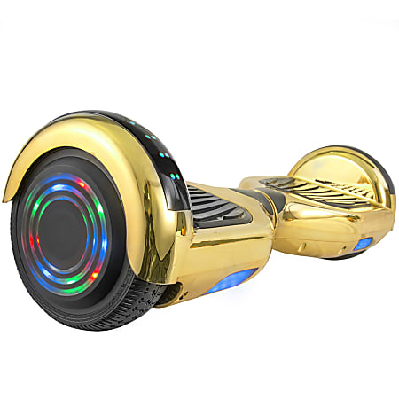 AOB Hoverboard With Bluetooth® Speakers, 7”H x 27”W x 7-5/16”D, Gold/Chrome