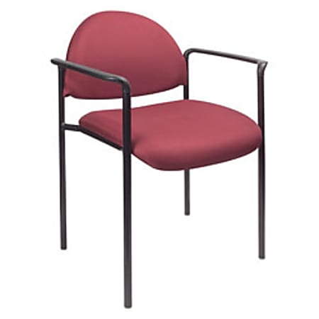 Boss Fabric Stacking Chair, With Arms, Burgundy