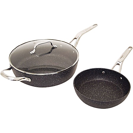Starfrit The Rock Fry Pan Set - Cooking, Frying - Dishwasher Safe - Oven Safe - 1.03 gal x 11" Frying Pan - 8" 2nd Frying Pan - Metal Body - Cast Stainless Steel Handle - Tempered Glass Lid
