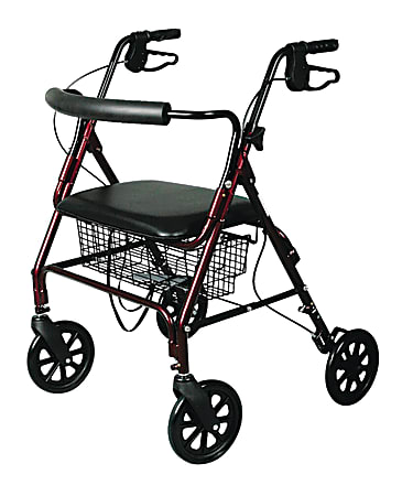 Medline Guardian Standard Bariatric Heavy-Duty Rollator, 8" Wheels, Burgundy