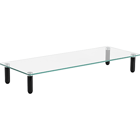 Lorell 4-leg Single-Shelf Monitor Stand - 44 lb Load Capacity - 1 x Shelf(ves) - 3" Height x 22" Width x 8.3" Depth - Desktop - Glass - Clear, Black