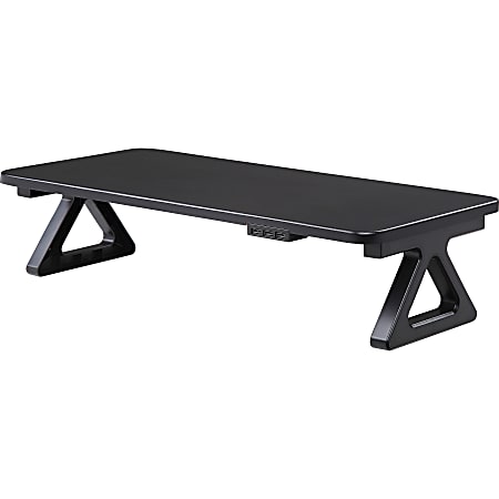 Lorell Tripod Base USB Monitor Stand - 22 lb Load Capacity - 6.3" Height x 24.8" Width x 11.8" Depth - Medium Density Fiberboard (MDF), Plastic - Black
