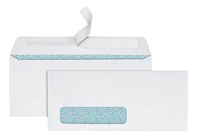 Office Depot® Brand #10 Security Envelopes, Left Window, 4-1/8" x 9-1/2", Clean Seal, White, Box Of 500 Envelopes