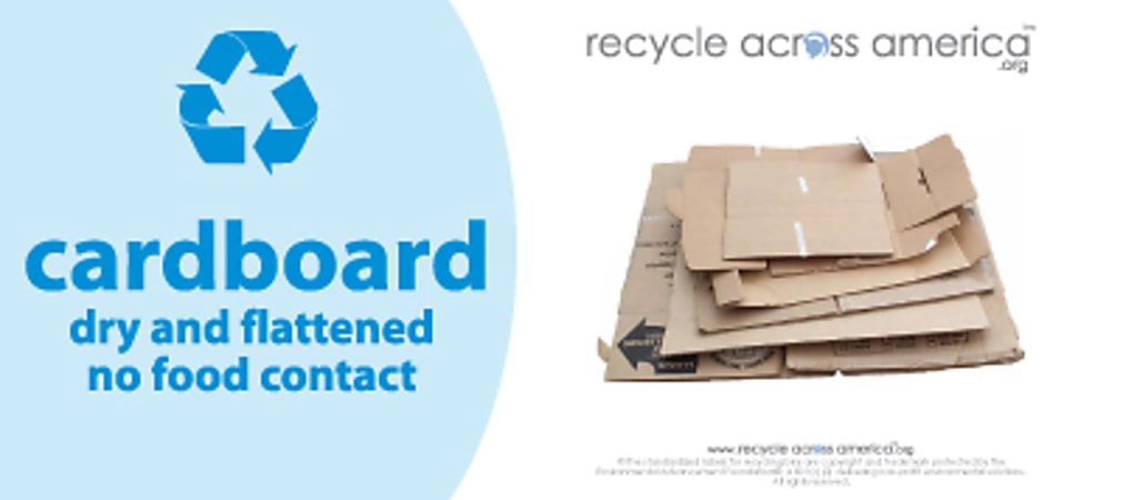Recycle Across America Cardboard Standardized Recycling Labels, CARD-0409, 4" x 9", Light Blue