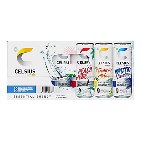 Celsius Vibe Energy Drinks Variety Pack, 12 Oz, Pack Of 18 Drinks