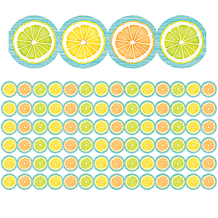 Teacher Created Resources® Die-Cut Border Trim, Lemon Zest Citrus Slices, 35’ Per Pack, Set Of 6 Packs