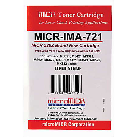 microMICR Alternative Lexmark MS321 MICR Imaging Unit - Laser Print Technology - 60000 Pages - 1 Each - Black microMICR Alternative Lexmark MS321 MICR Imaging Unit - Laser Print Technology - 60000 Pages - 1 Each - Black