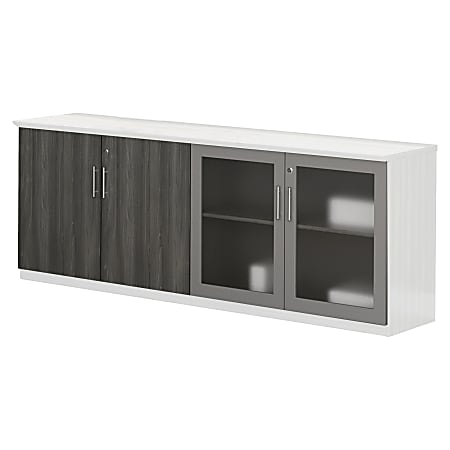 Mayline Medina Series Low Wall Cabinet Doors - Contemporary - 34.9" Width x 26.7" Height x 600 mil Thickness - Glass, Wood - Gray, LaminateLockable