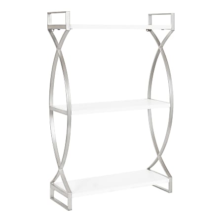 Kate and Laurel Arietta Tiered Shelves, 28”H x 18”W x 6-1/2”D, White/Silver
