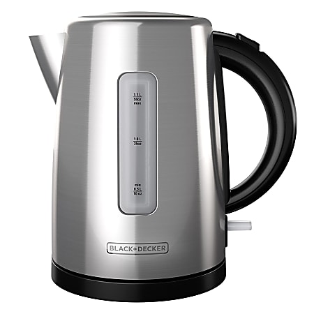 Black+Decker 1.7-Liter Stainless Steel Electric Kettle With Removable Filter, Silver