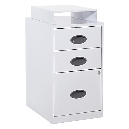 Office Star™ 18"D Vertical 3-Drawer Locking File Cabinet With Top Shelf, White