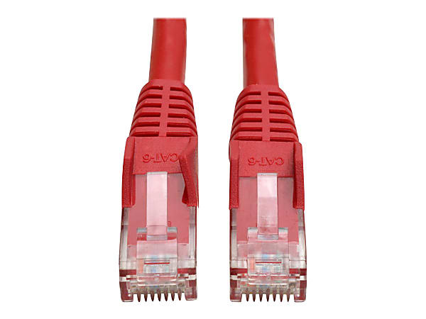Eaton Tripp Lite Series Cat6 Gigabit Snagless Molded (UTP) Ethernet Cable (RJ45 M/M), PoE, Red, 3 ft. (0.91 m) - Patch cable - RJ-45 (M) to RJ-45 (M) - 3 ft - UTP - CAT 6 - molded, snagless, stranded - red