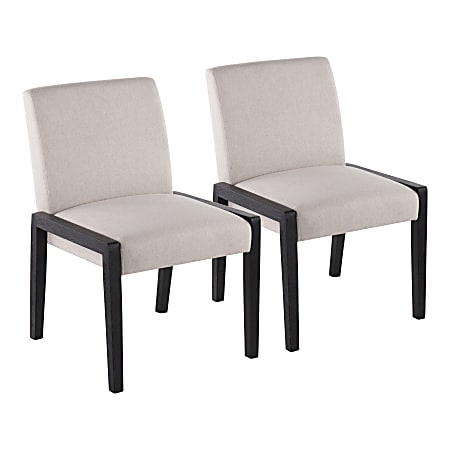 LumiSource Carmen Contemporary Dining Chairs, Black/Beige Fabric, Set Of 2 Chairs