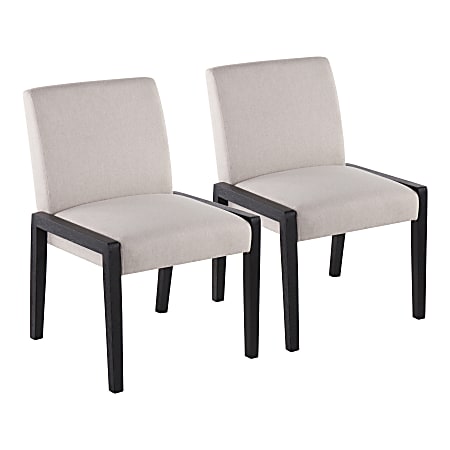 LumiSource Carmen Contemporary Dining Chairs, Black/Beige Fabric,