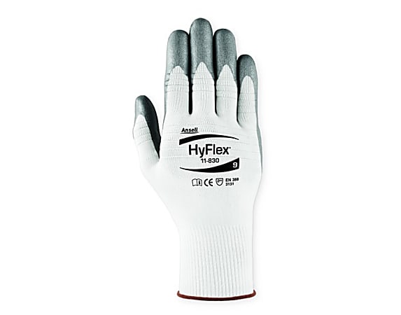 Ansell HyFlex Foam Nitrile-Coated Gloves, Size 9, Gray/White