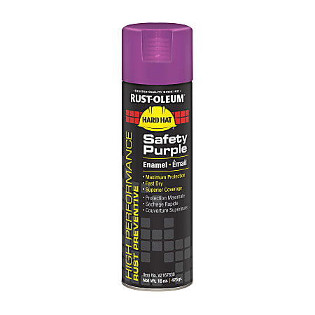 Rust-Oleum Hard Hat High Performance V2100 System Rust Preventive Enamel Spray Paint, 15 Oz, Gloss Safety Purple, Case Of 6 Cans
