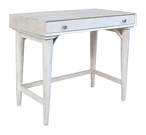 Coast to Coast Chic 35"W 1-Drawer Writing Desk, Baylor Whitewash/Silver