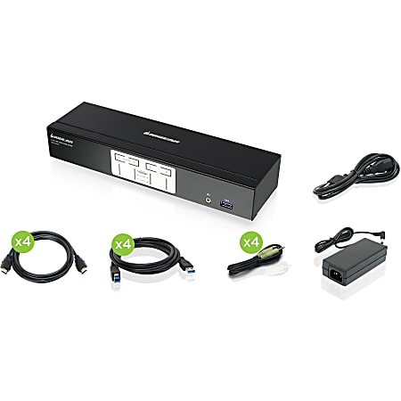 IOGEAR 4-Port 4K KVMP Switch with HDMI Connection, USB 3.0 Hub, and Audio (TAA) - 4 Computer(s) - 1 Local User(s) - GCS1934H