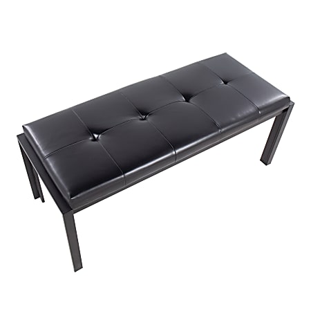 LumiSource Fuji Contemporary Faux Leather Bench, Black