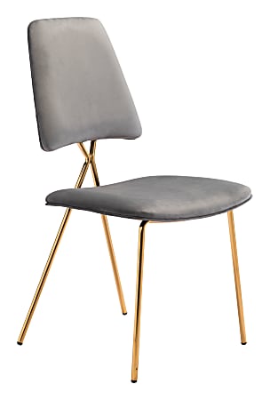 Zuo Chloe Dining Accent Chairs, Gray/Gold, Set Of 2 Chairs