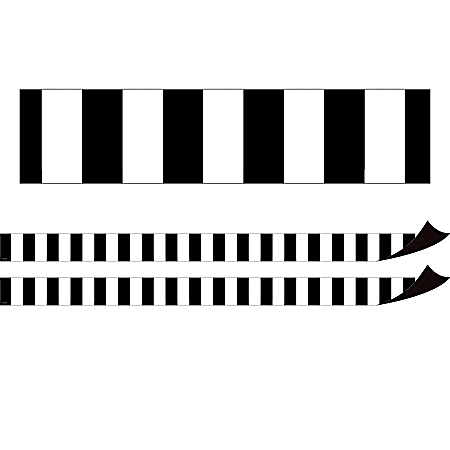 Teacher Created Resources Magnetic Border, Black Stripes, 24' Per Pack, Set Of 2 Packs
