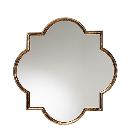 Baxton Studio Vintage Quatrefoil Accent Wall Mirror, 40" x 40", Antique Bronze/Gold