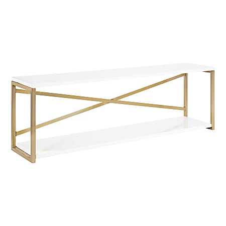 Kate and Laurel Ascott 2-Tier Wall Shelves, 12”H x 36”W x 8”D, White/Gold