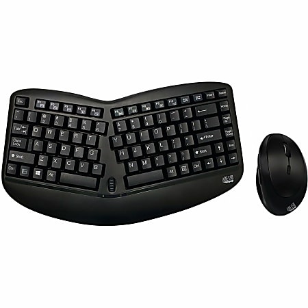 Adesso Tru-Form Media 1150 Wireless Ergo Mini Keyboard And Mouse Combo