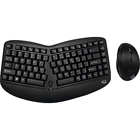 Adesso Tru-Form Media 1150 - Wireless Ergo Mini Keyboard & Mouse - USB Wireless RF 87 Key - English (US)