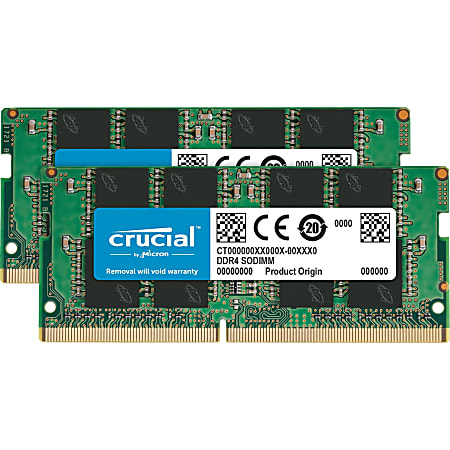 Crucial 16GB (2 x 8 GB) DDR4 SDRAM Memory Kit - For Notebook - 16 GB (2 x 8GB) - DDR4-2400/PC4-19200 DDR4 SDRAM - 2400 MHz - CL17 - 1.20 V - Non-ECC - Unbuffered - 260-pin - SoDIMM