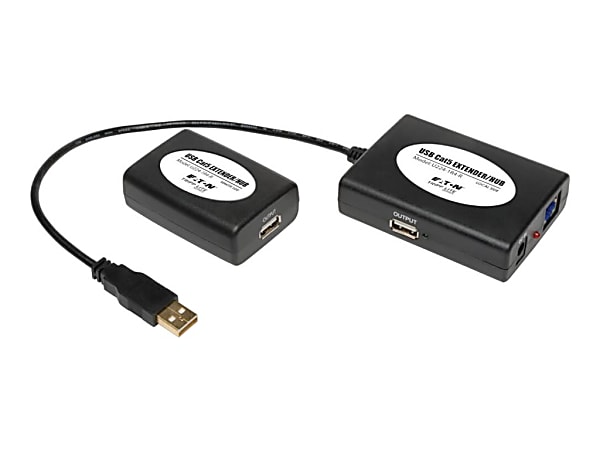 Eaton Tripp Lite Series 4-Port USB 2.0 Hi-Speed USB Over Cat5 Hub with 3 Local Ports & 1 Remote Port - USB extender - USB - over CAT 5 - 3 ports - 4 pin USB Type A, RJ-45 / 4 pin USB Type A, RJ-45 - up to 148 ft