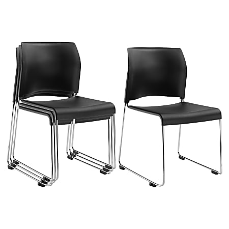 National Public Seating 8800 Cafetorium Chairs, Black/Chrome, Set