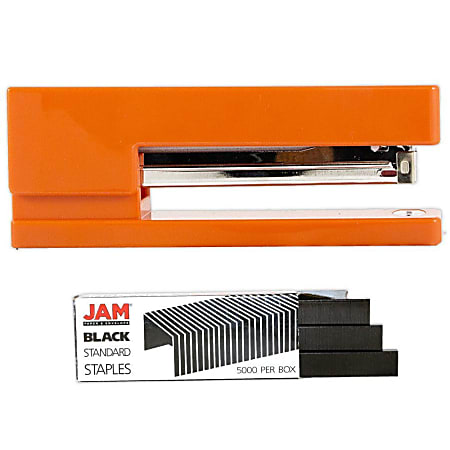 JAM Paper® 2-Piece Office Stapler Set, 1 Stapler & 1 Pack of Staples, Orange/Black