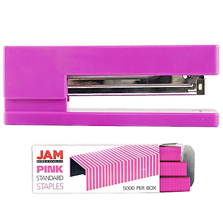 JAM Paper® 2-Piece Office Stapler Set, 1 Stapler & 1 Pack of Staples, Pink