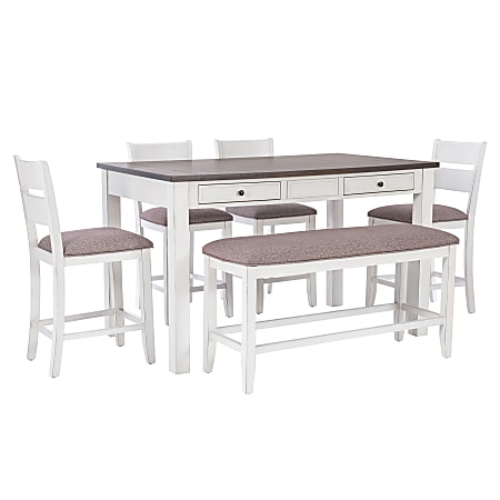 Powell Momsen 6-Piece Counter-Height Set, White/Gray