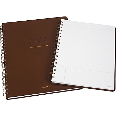 Mead Wirebound Signature Notebook - Twin Wirebound9"11" - Faux Leather Cover - Durable Cover, Date Box, Task Section - 1Each