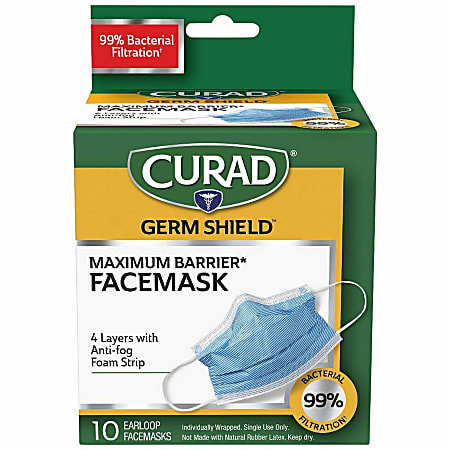 Curad Medical-grade FaceMasks - Recommended for: Healthcare - Fog, Fluid, Bacteria, Pollen, Dust Protection - CUR812S