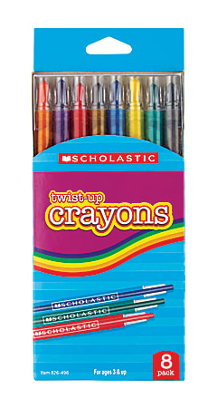 Scholastic® Twist-Up Crayons, Assorted Colors, Pack Of 8 Crayons