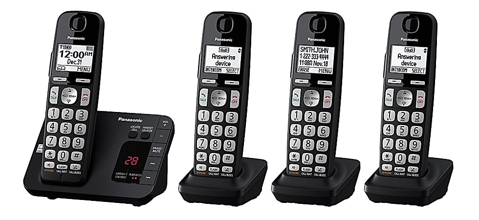 Panasonic® Expandable 4-Handset Digital Cordless Phone System, KX-TGE434B