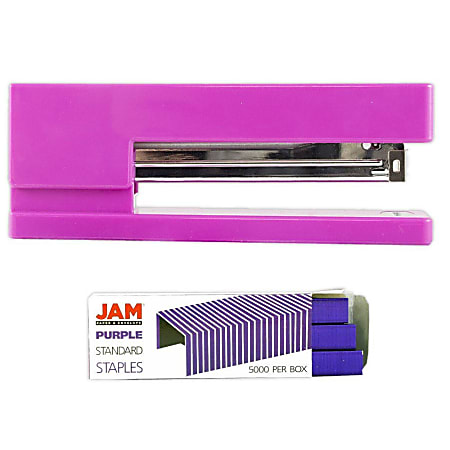 JAM Paper® 2-Piece Office Stapler Set, 1 Stapler & 1 Pack of Staples, Pink/Purple