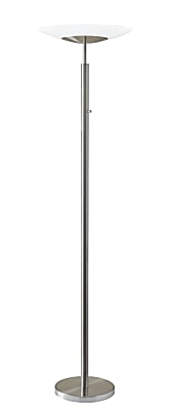 Adesso® Stella Torchiere, 72"H, Frosted Shade/Brushed Steel Base