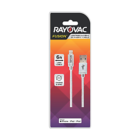 Rayovac Lightning To USB-C Cable, 6', White, RV2426
